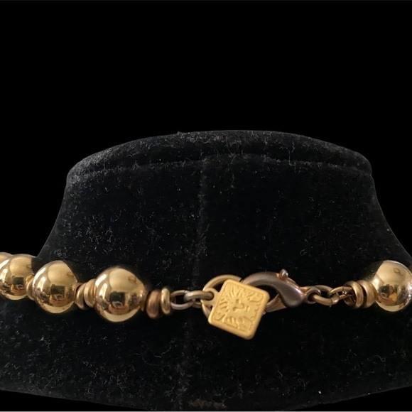 ANNE KLEIN Vintage Gold Tone Beaded Necklace Signed Classic Elegant 16 Inch - Picture 3 of 6